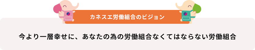 カネスエ労働組合のビジョン 今より一層幸せに、あなたの為の労働組合なくてはならない労働組合